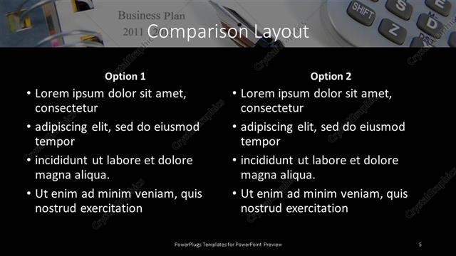 Comparison presentation slide layout