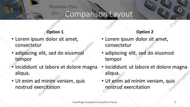 Comparison presentation slide layout
