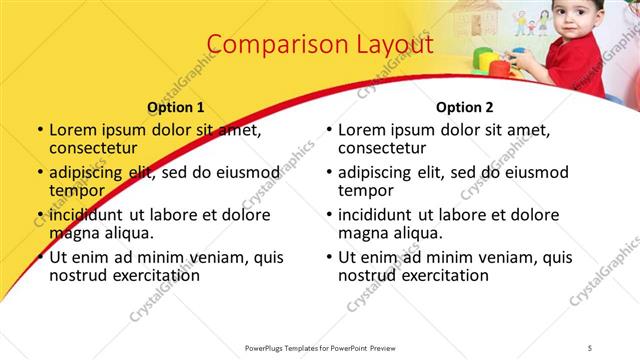Comparison presentation slide layout