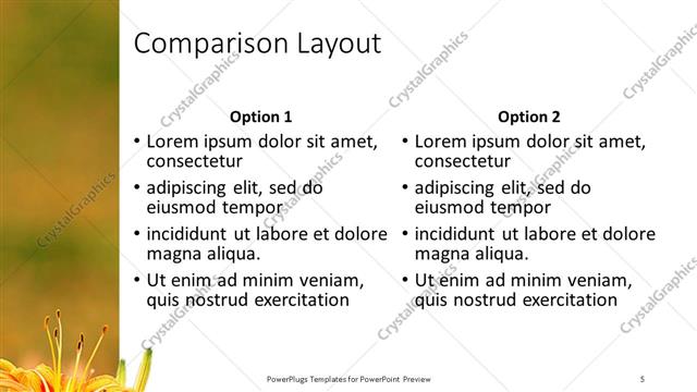 Comparison presentation slide layout