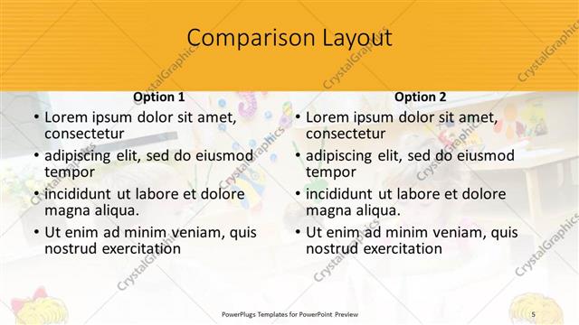 Comparison presentation slide layout