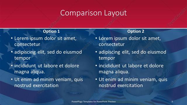 Comparison presentation slide layout