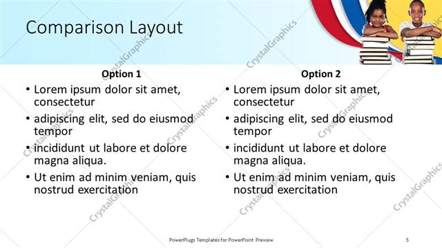 Comparison presentation slide layout