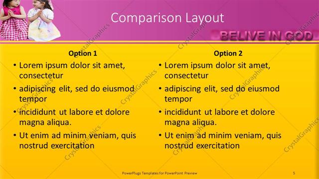 Comparison presentation slide layout