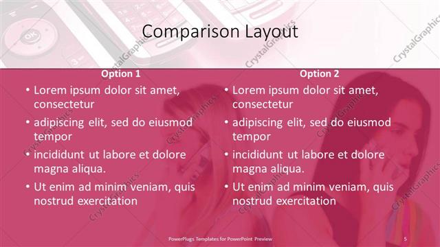 Comparison presentation slide layout