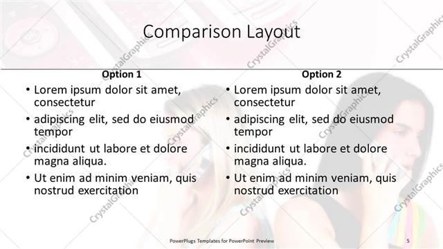 Comparison presentation slide layout
