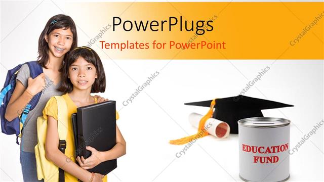  Presentation with school kids - Two kids going to school with a white background