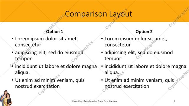 Comparison presentation slide layout