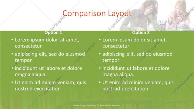 Comparison presentation slide layout