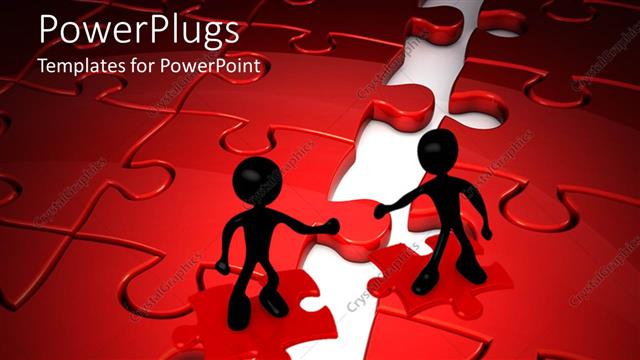  Presentation with character - Twwo black colored 3D human character tryinh to have a handshake