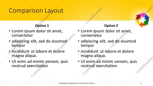 Comparison presentation slide layout