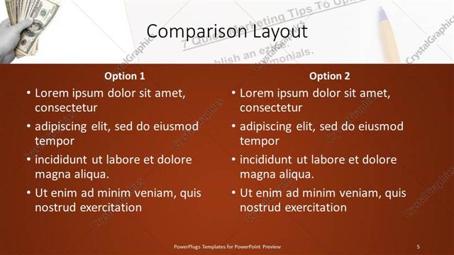 Comparison presentation slide layout