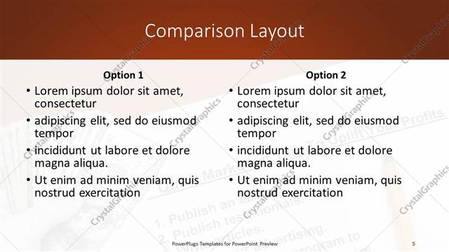 Comparison presentation slide layout
