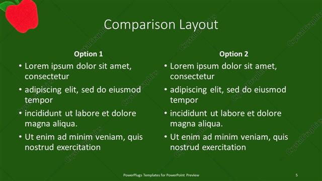 Comparison presentation slide layout