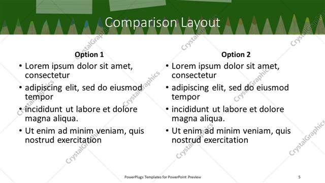 Comparison presentation slide layout