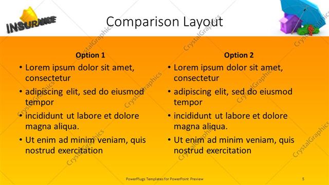 Comparison presentation slide layout