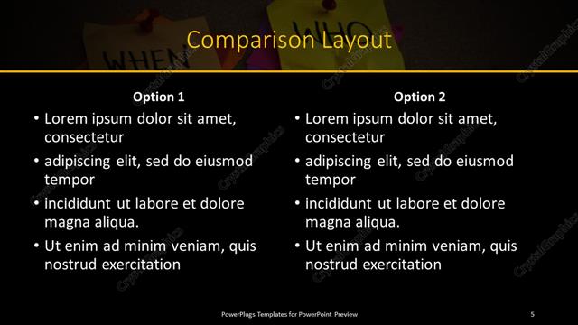 Comparison presentation slide layout