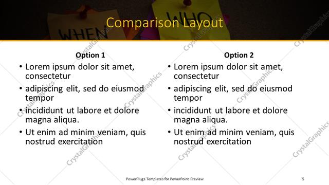 Comparison presentation slide layout
