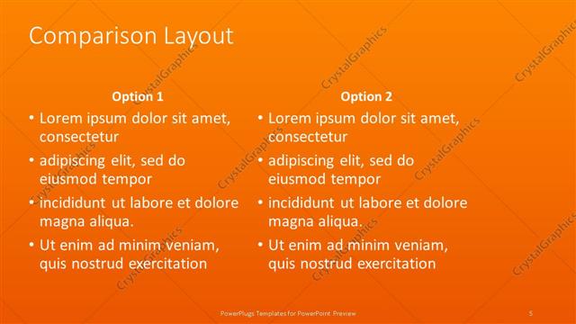 Comparison presentation slide layout