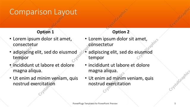 Comparison presentation slide layout