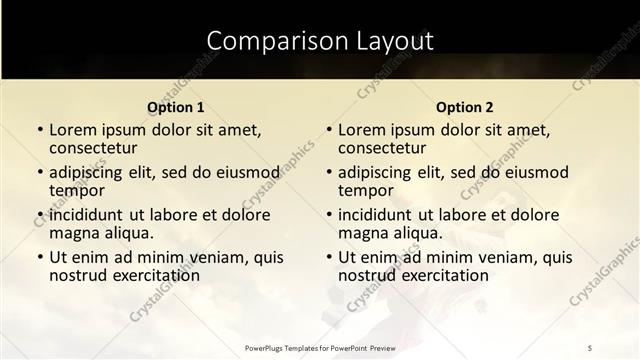 Comparison presentation slide layout