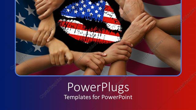  Presentation with patriotic - Unity with American flag lips, hands clasped in a circle