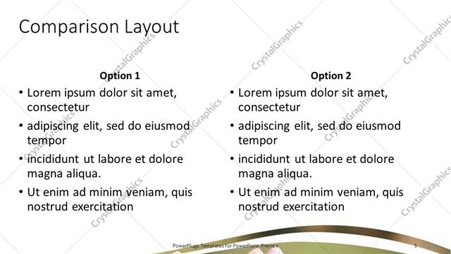 Comparison presentation slide layout