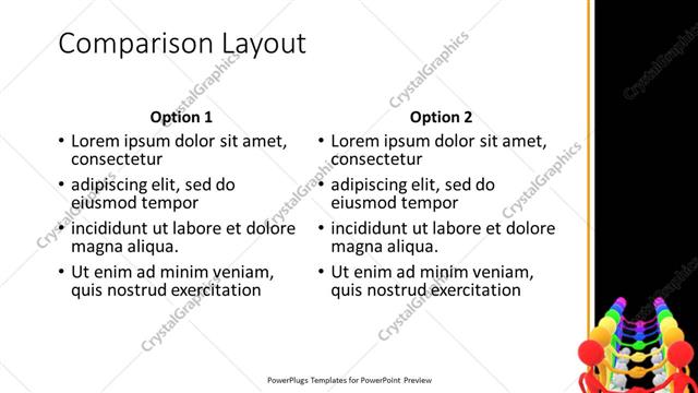 Comparison presentation slide layout