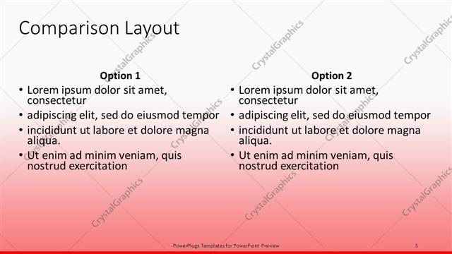 Comparison presentation slide layout