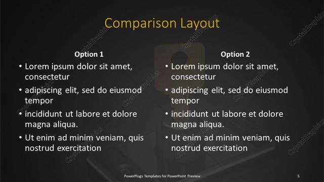 Comparison presentation slide layout