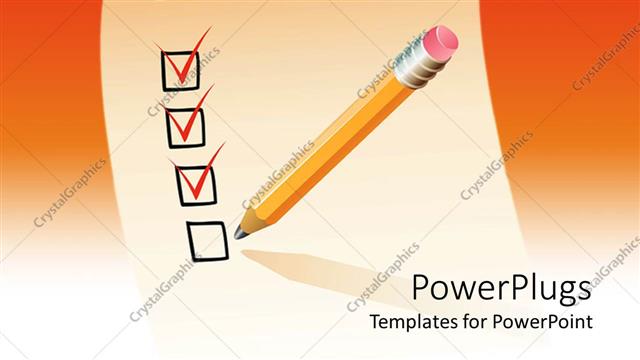  Presentation with scroll - Unrolled scroll with ticked check boxes and yellow pencil