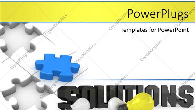  Presentation with unsolved - Unsolved jigsaw puzzle with 3D word SOLUTIONS and light bulbs