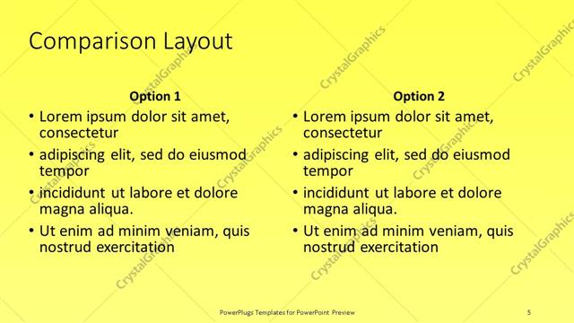 Comparison presentation slide layout