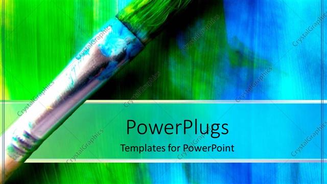  Presentation with brush - Used paint brush with green-blue bristles