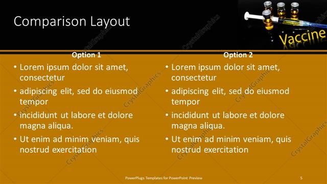 Comparison presentation slide layout