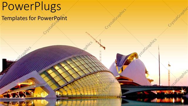  Presentation with science museum - Valencia science and the arts museum whereabouts at dusk