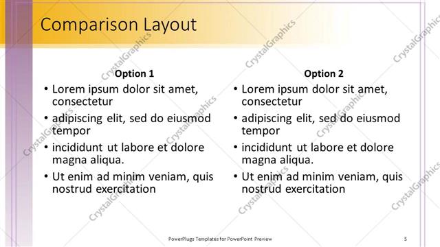 Comparison presentation slide layout