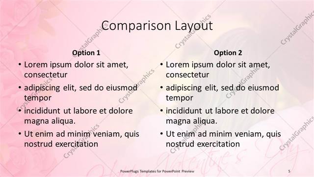 Comparison presentation slide layout