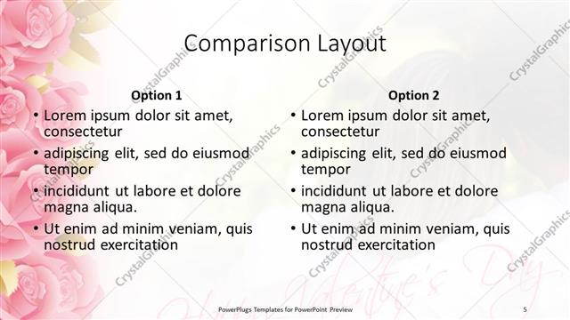 Comparison presentation slide layout