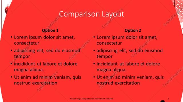 Comparison presentation slide layout