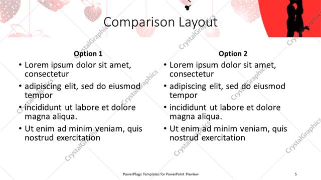 Comparison presentation slide layout