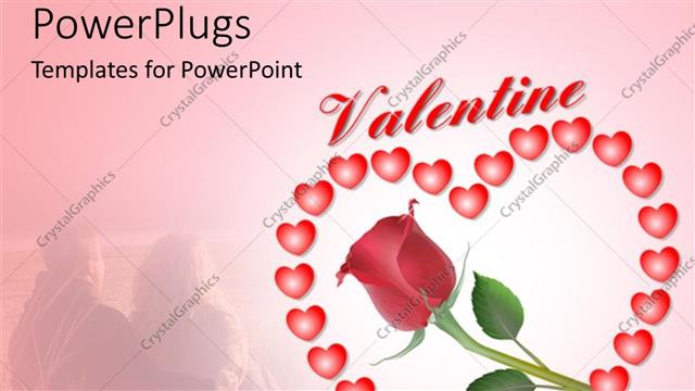  Presentation with valentine - Valentine depiction with rose flower and heart shaped symbols