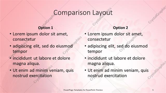 Comparison presentation slide layout