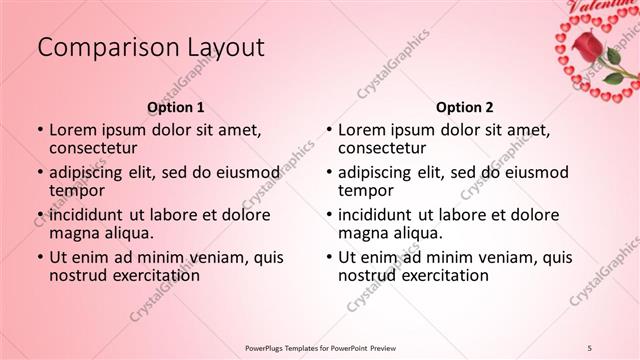 Comparison presentation slide layout