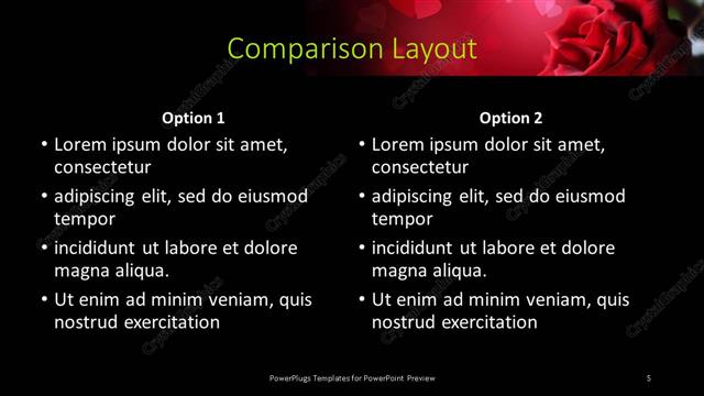 Comparison presentation slide layout