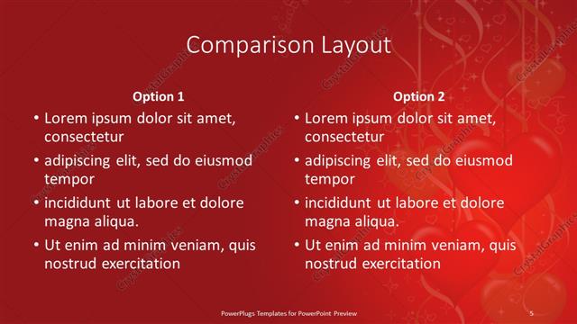 Comparison presentation slide layout