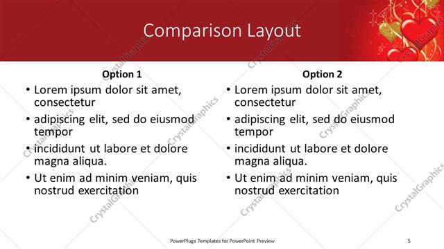 Comparison presentation slide layout