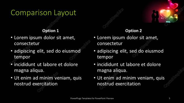 Comparison presentation slide layout