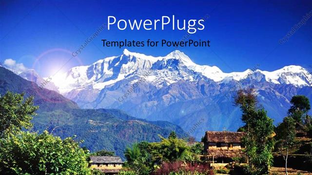  Presentation with mountains - Valley between mountains with small houses and trees