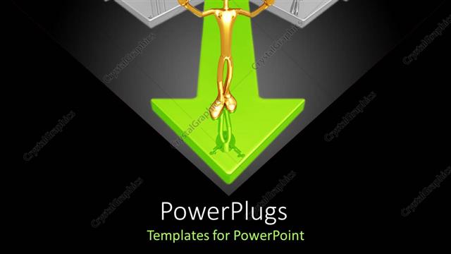  Presentation with arrows - Various 3D figures standing on arrows representing the concept of leadership